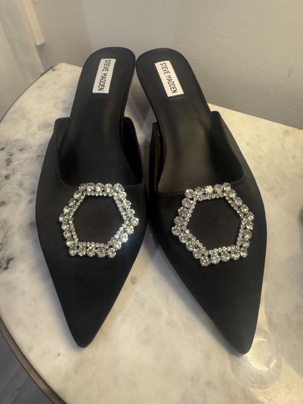 Steve Madden Black Kitten Heeled Mules